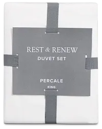 Rest & Renew Percale Cotton White 200 Thread Duvet Set
