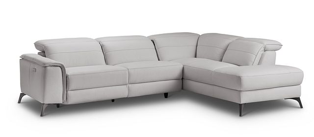 Pearson Gray Leather Right Bumper Power Reclining Sectional (0)
