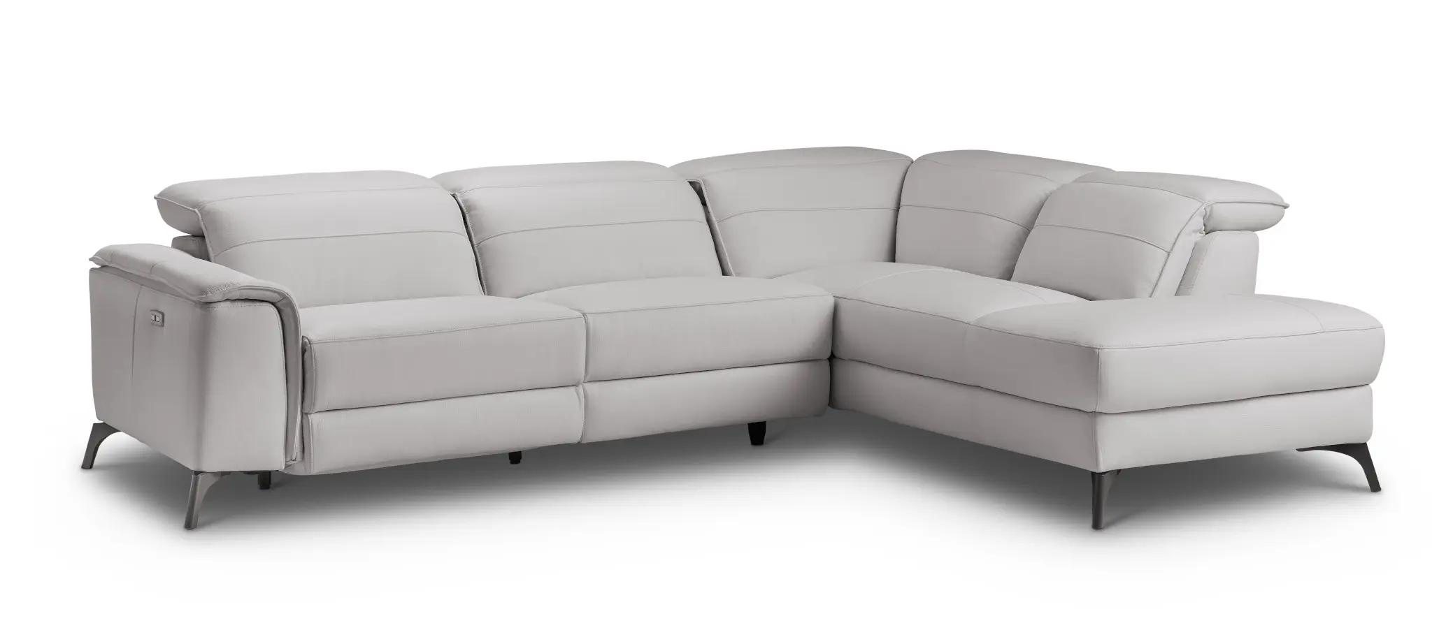 Pearson Gray Leather Right Bumper Power Reclining Sectional Pearson Gray Leather Right Bumper Power Reclining Sectional