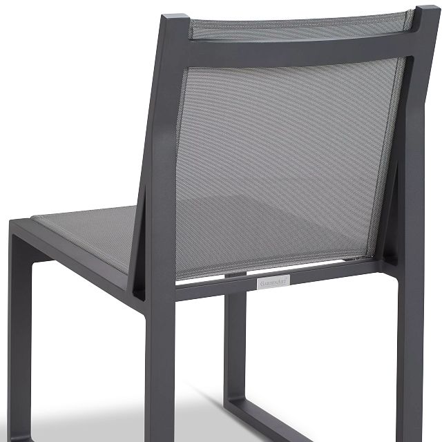 Linear 87" Dk Gray Aluminum Table & 4 Sling Side Chairs (7)