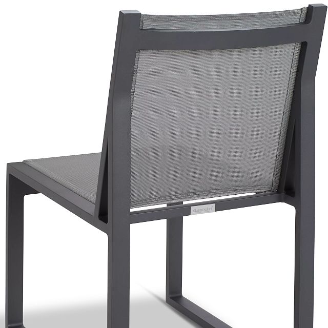 Linear 87" Dk Gray Aluminum Table & 4 Sling Side Chairs