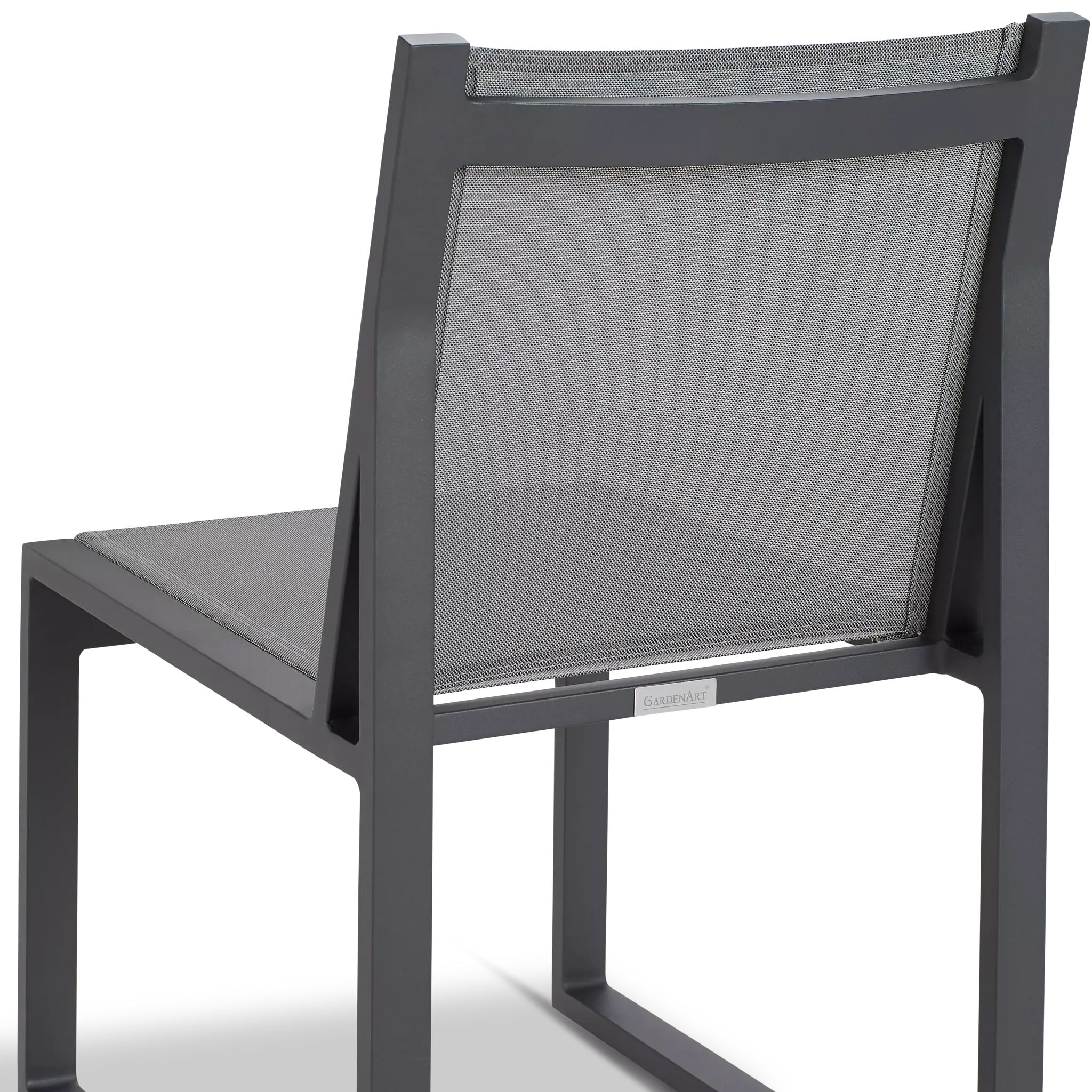 Linear 87" Dk Gray Aluminum Table & 4 Sling Side Chairs