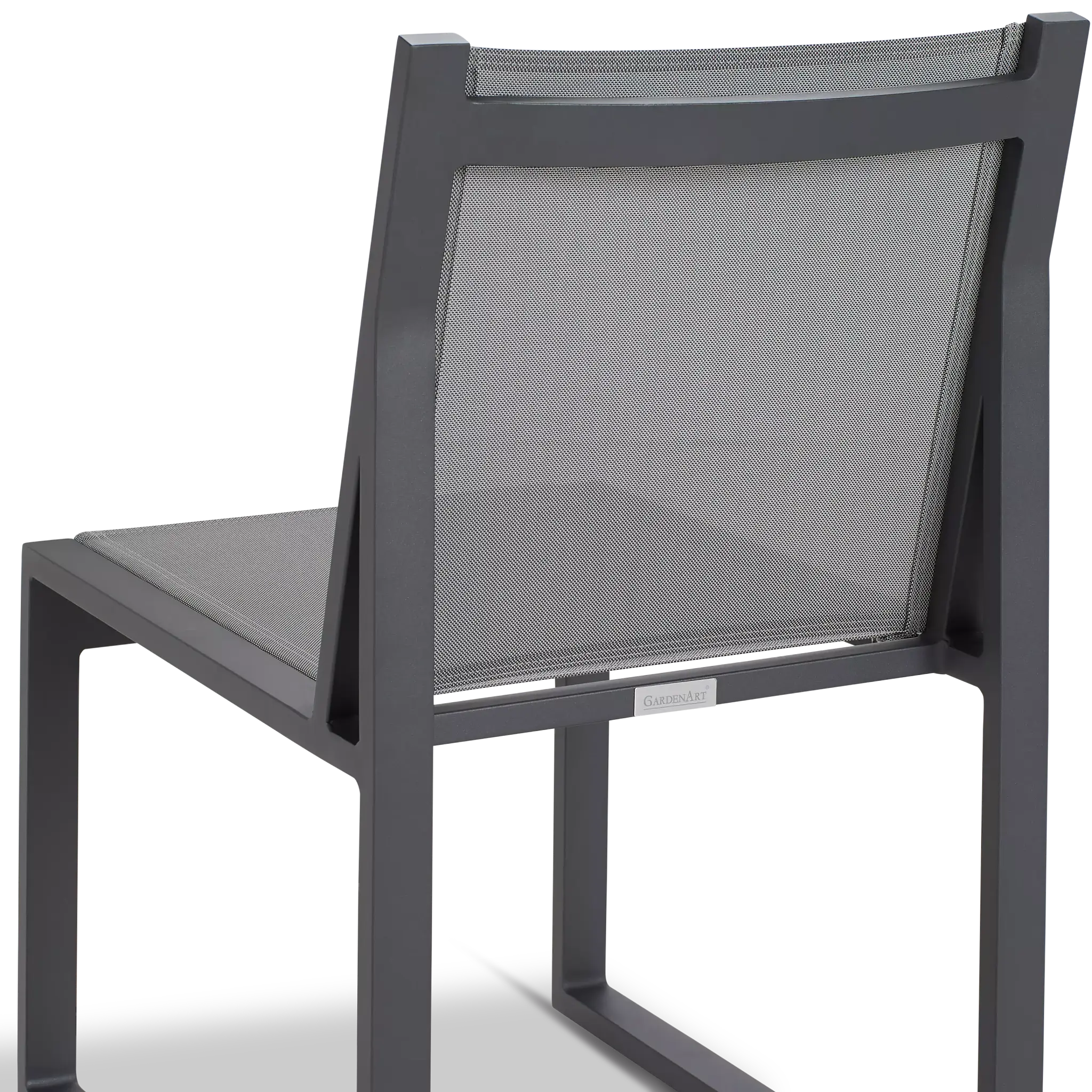 Linear 87" Dk Gray Aluminum Table & 4 Sling Side Chairs Linear 87" Dk Gray Aluminum Table & 4 Sling Side Chairs