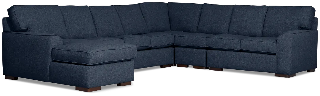 Sinclair Dark Blue Fabric Left Chaise Cooling Memory Foam Sleeper Sectional