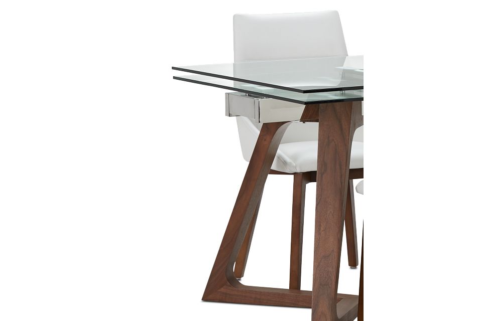 Fresno Glass White Rectangular Table & 4 Upholstered Chairs