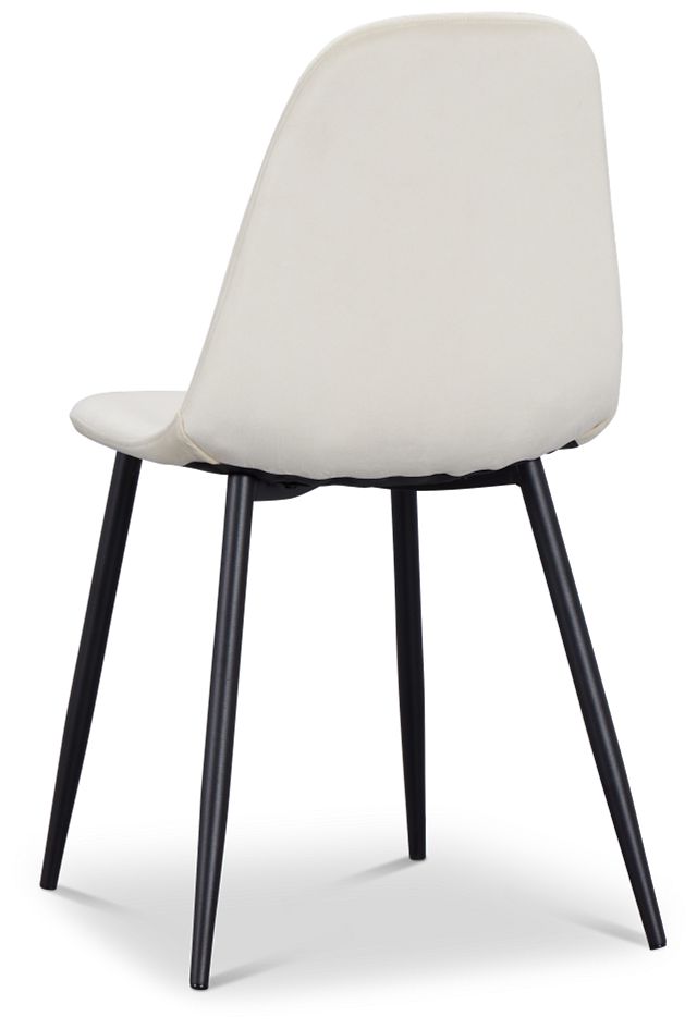 Havana Ivory Velvet Upholstered Side Chair W/ Black Legs