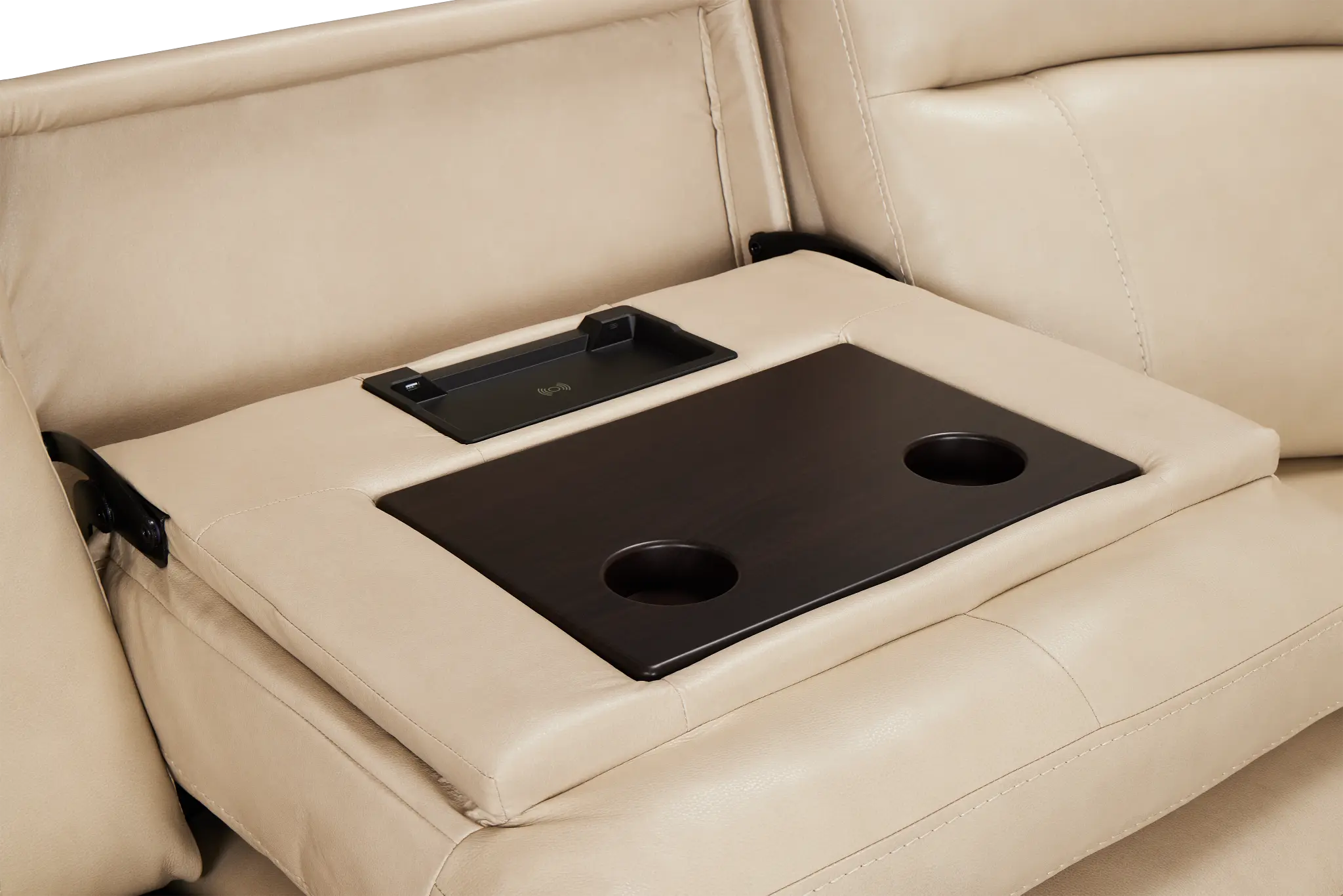 Benji Light Beige Lthr/vinyl Medium Triple Power 2-arm Sectional Benji Light Beige Lthr/vinyl Medium Triple Power 2-arm Sectional