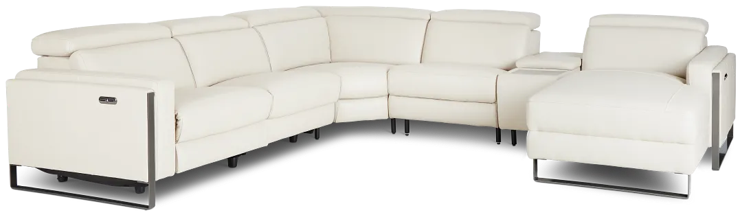 Atlas Taupe Lthr/vinyl Medium Power Reclining Right Chaise Sectional