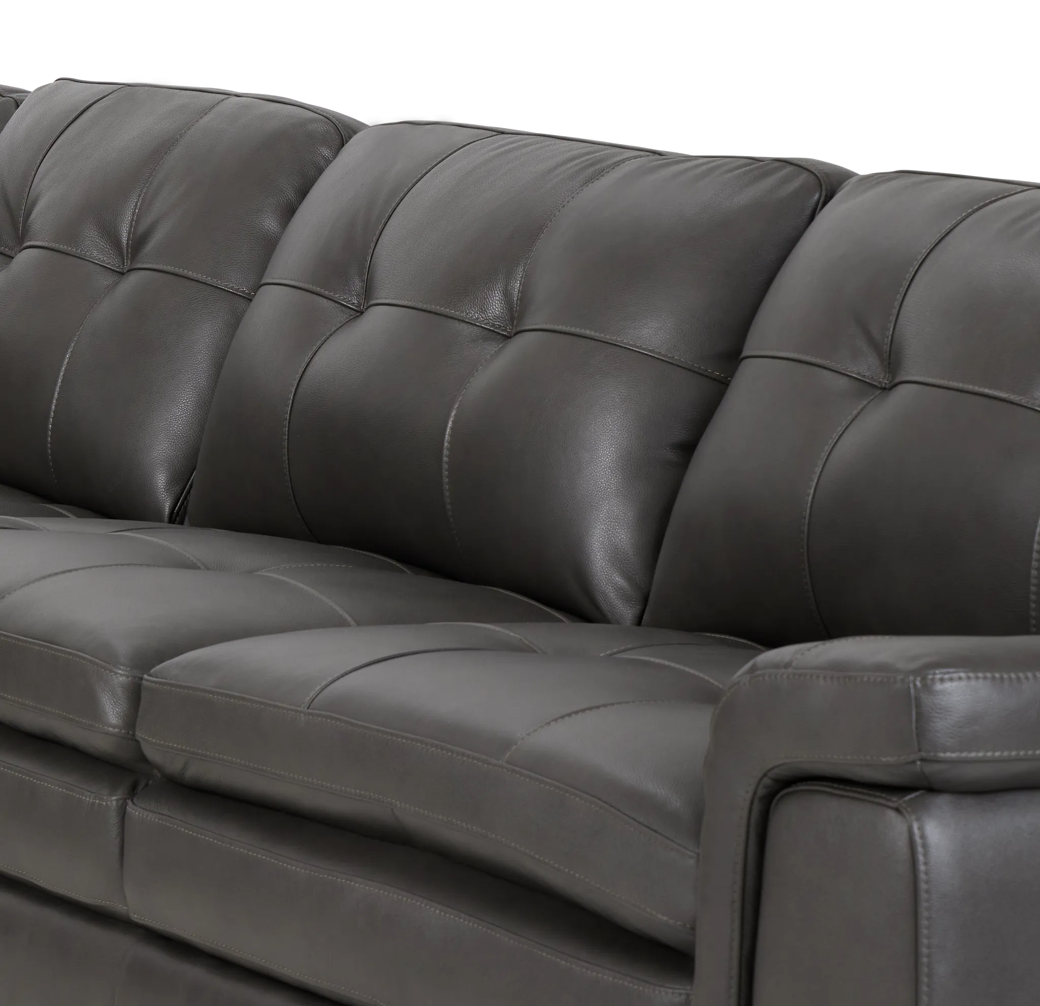 Braden Dark Gray Leather Medium Two-arm Sectional