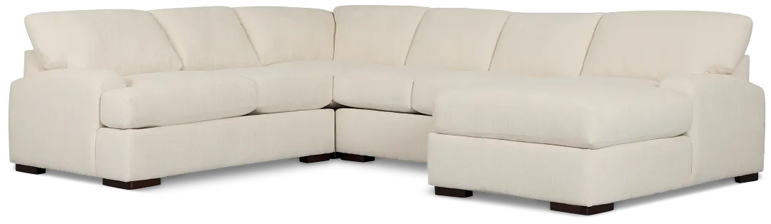 Alpha White Fabric Medium Right Chaise Sectional