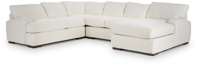 Alpha White Fabric Medium Right Chaise Sectional