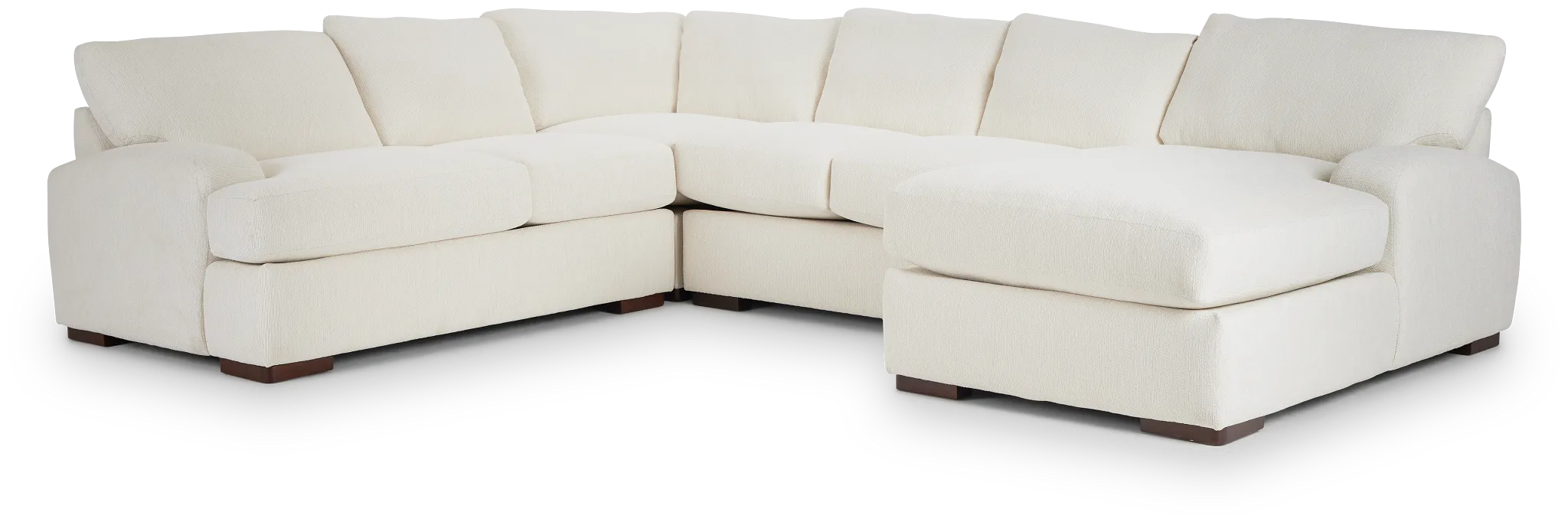 Alpha White Fabric Medium Right Chaise Sectional
