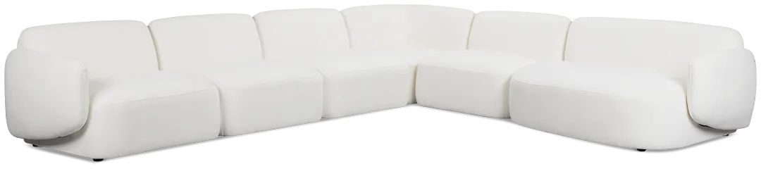 Halsey White Fabric Large Right Cuddler Sectional