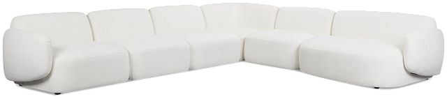 Halsey White Fabric Large Right Cuddler Sectional