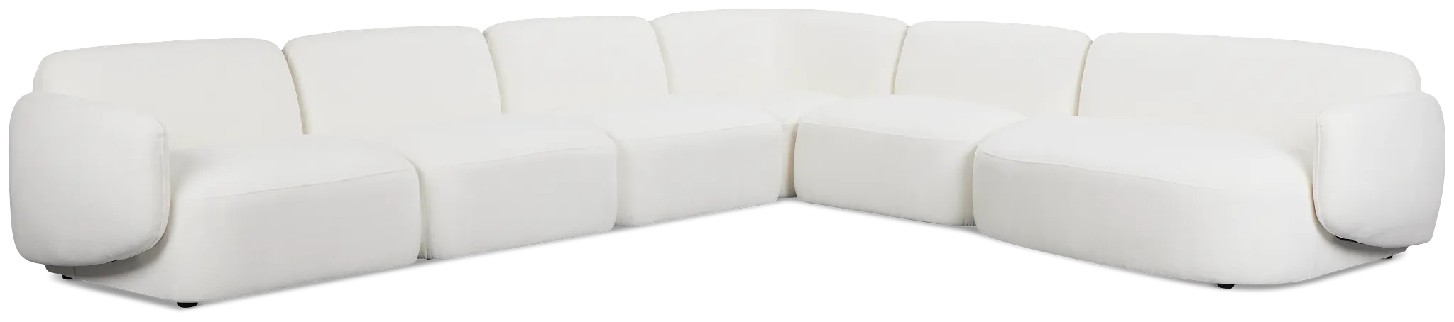 Halsey White Fabric Large Right Cuddler Sectional
