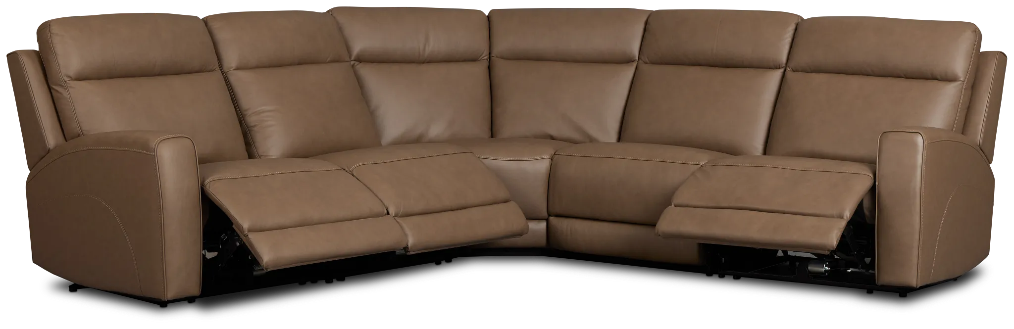 Flexsteel Belmont Dark Brown Lthr/vinyl Small Triple Power Reclining Two-arm Sectional