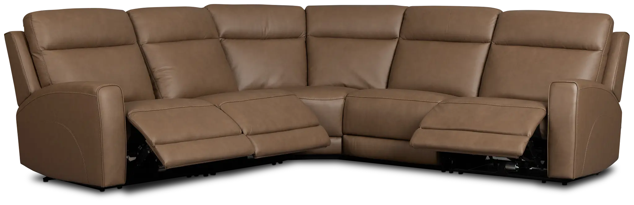 Flexsteel Belmont Dark Brown Lthr/vinyl Small Triple Power Reclining Two-arm Sectional Flexsteel Belmont Dark Brown Lthr/vinyl Small Triple Power Reclining Two-arm Sectional