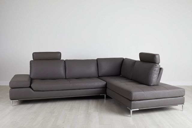 Camden Dark Gray Micro Right Chaise Sectional With Removable Headrest