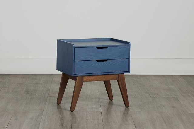 Ventura Navy Wood 2-drawer Nightstand