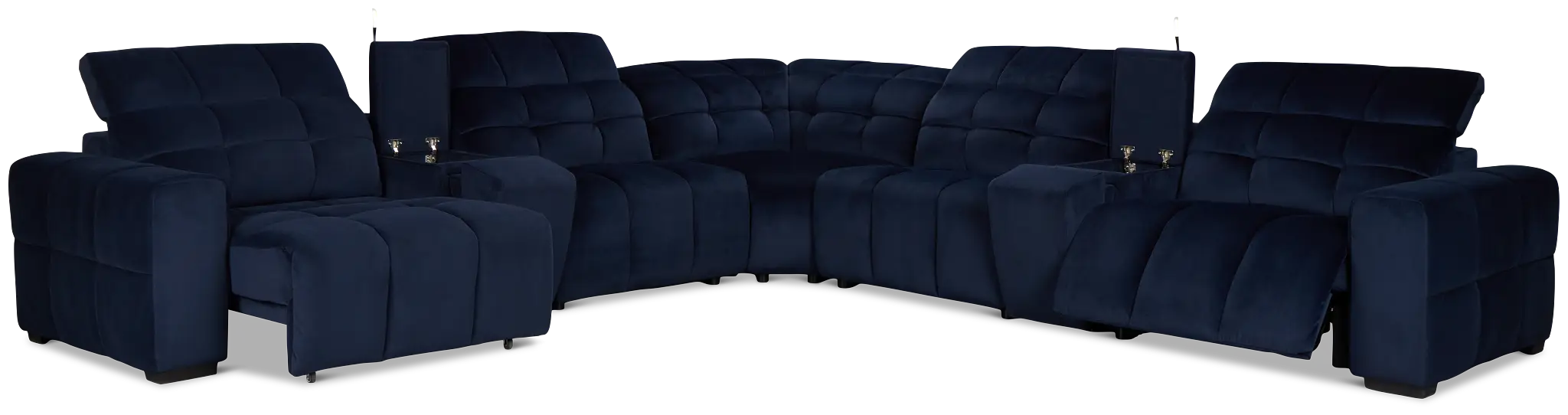 Gemma Navy Velvet Large Left Chaise Power Reclining Sectional Gemma Navy Velvet Large Left Chaise Power Reclining Sectional