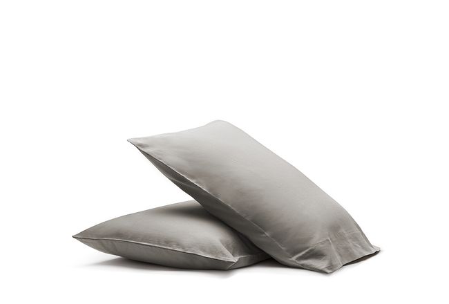 Linen Blend Gray Set Of 2 Pillowcases