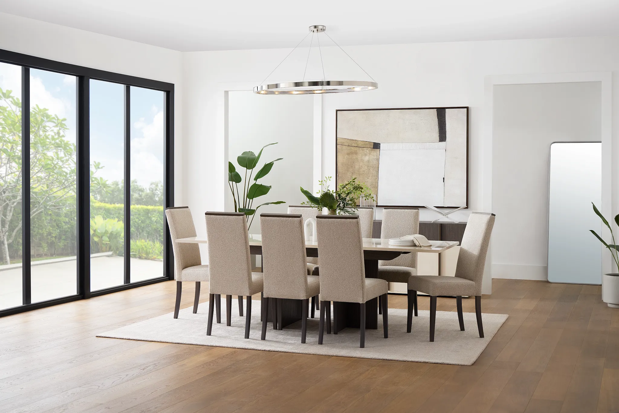 Sienna Two-tone Table & 4 Upholstered Chairs