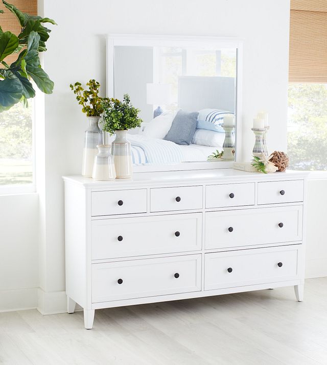 Cooper White Dresser Mirror Bedroom, White Dresser With Large Mirror