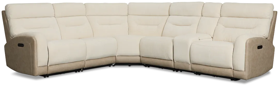 Travis Light Beige Fabric Medium Triple Power 2-arm Sectional