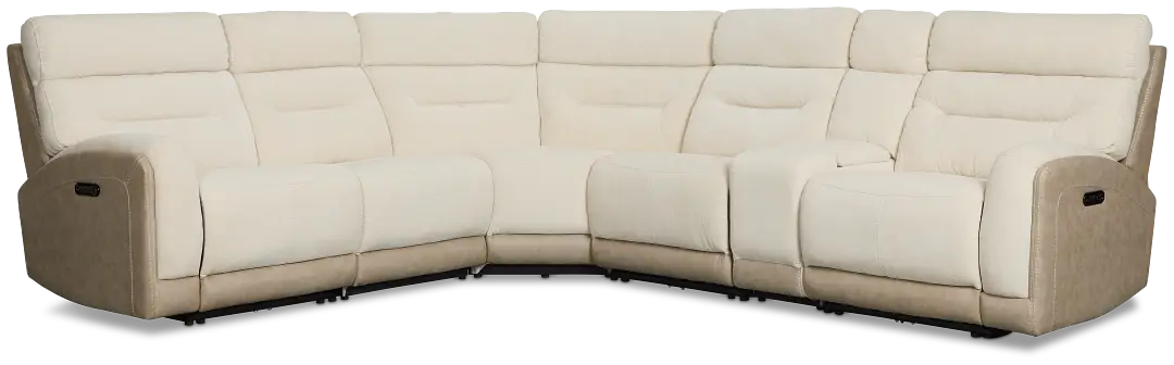 Travis Light Beige Fabric Medium Triple Power 2-arm Sectional Travis Light Beige Fabric Medium Triple Power 2-arm Sectional