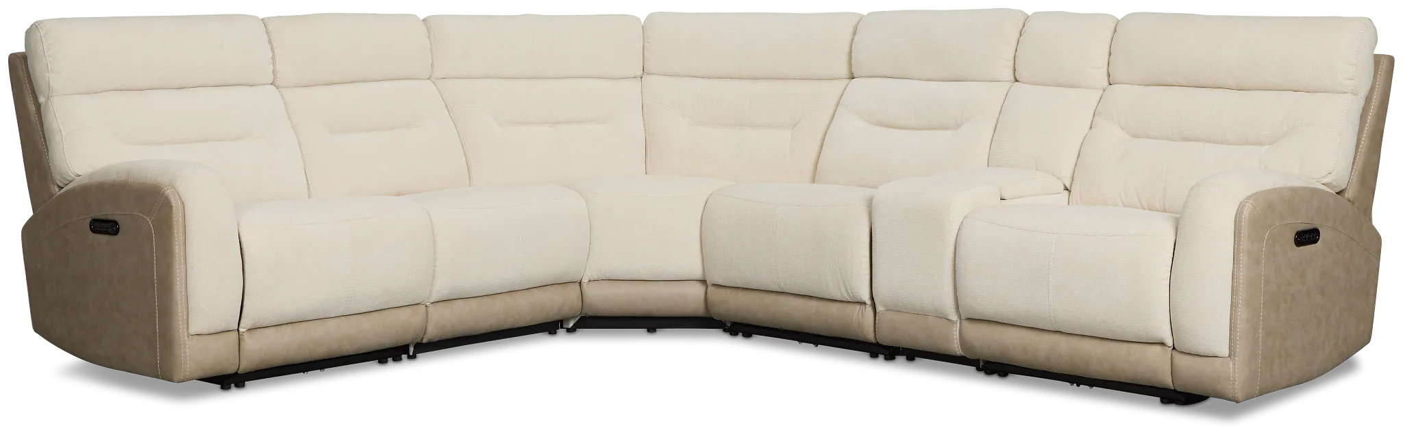 Travis Light Beige Fabric Medium Triple Power 2-arm Sectional