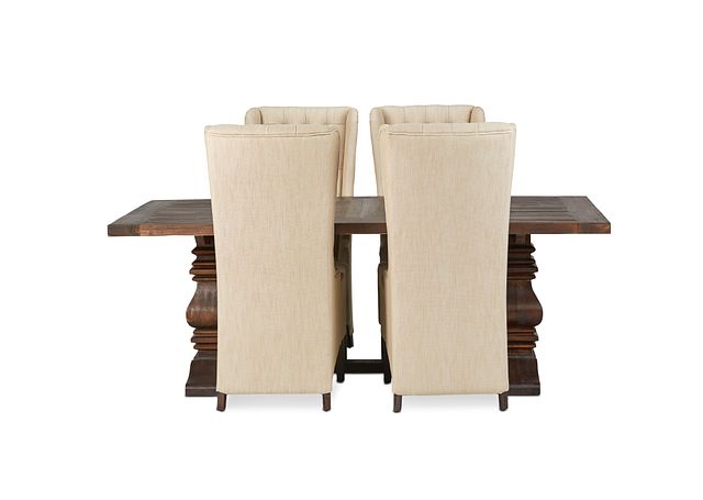Hadlow Mid Tone 84" Table & 4 Upholstered Chairs