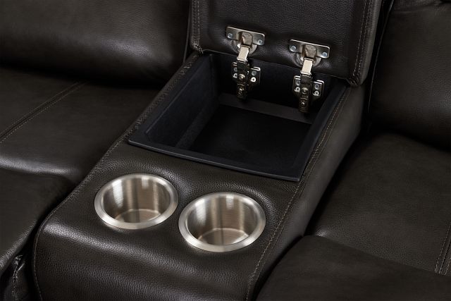 Maverick Dark Gray Lthr/vinyl Large Triple Power Reclining Two-arm Sectional