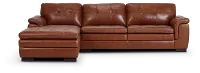 Braden Medium Brown Leather Small Left Chaise Sectional