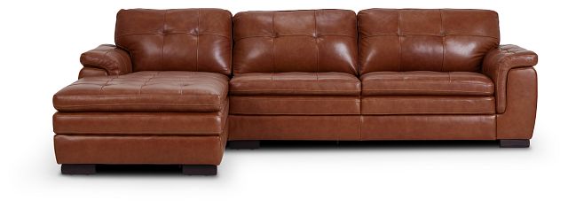 Braden Medium Brown Leather Small Left Chaise Sectional