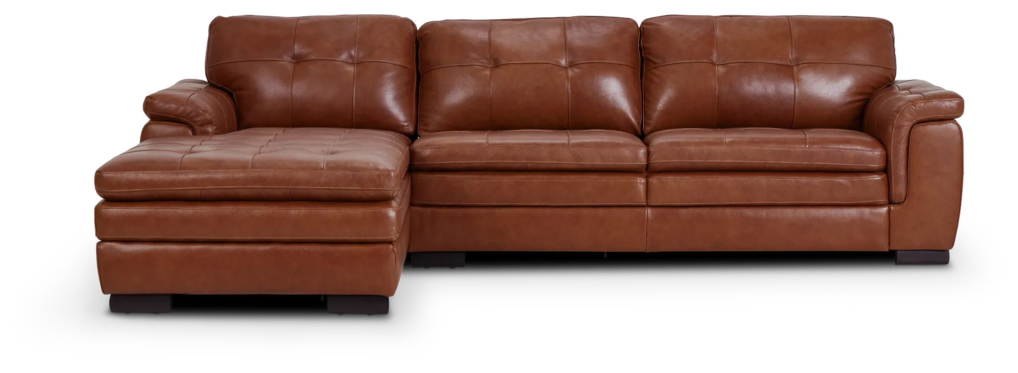 Braden Medium Brown Leather Small Left Chaise Sectional