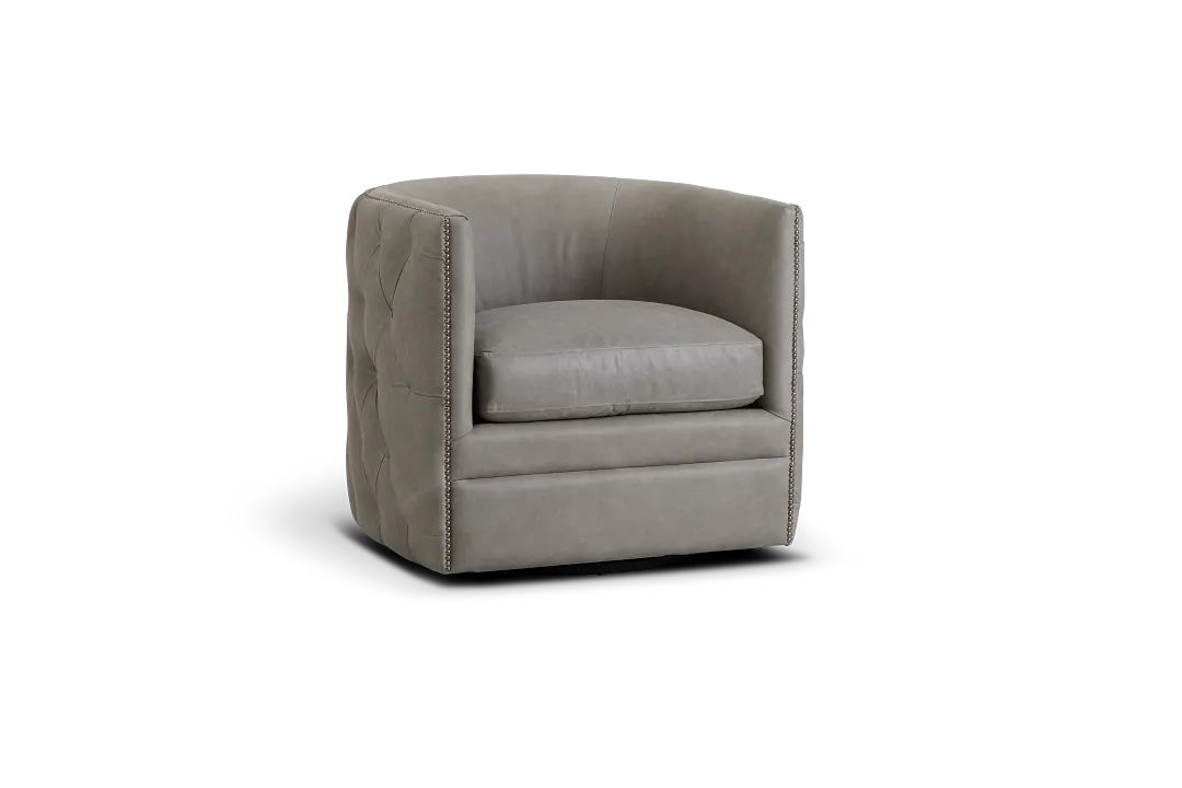 Palazzo Gray Leather Swivel Accent Chair