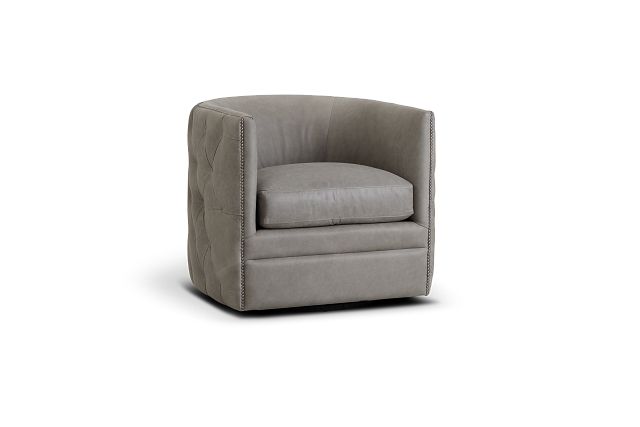 Palazzo Gray Leather Swivel Accent Chair (1)