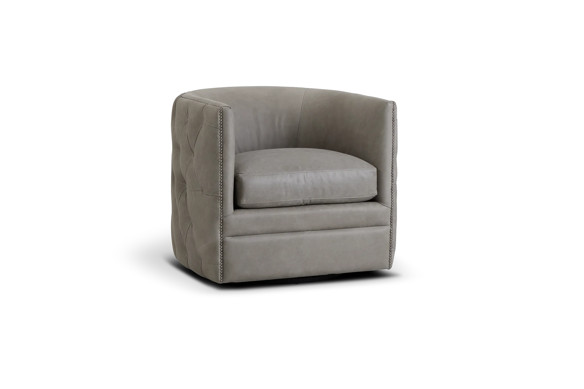 Palazzo Gray Leather Swivel Accent Chair