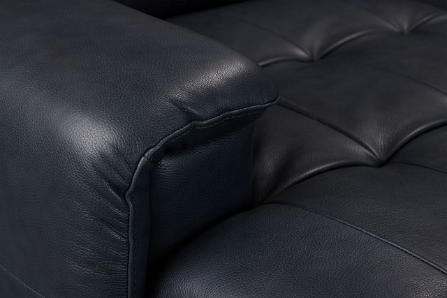 Rowan Navy Leather Medium Left Chaise Sectional