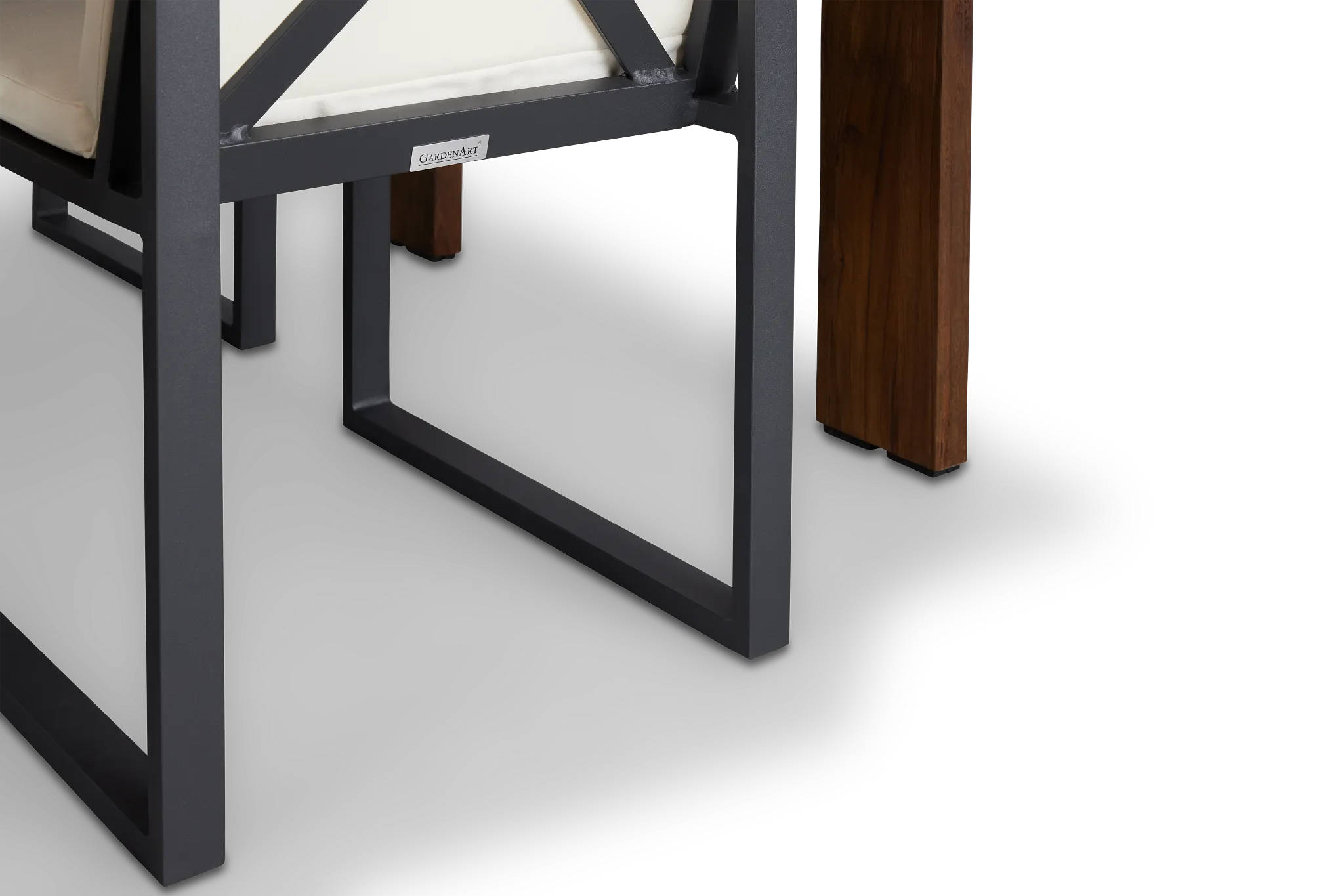 Linear Dark Gray White 70" Teak Table & 4 Cushioned Side Chairs