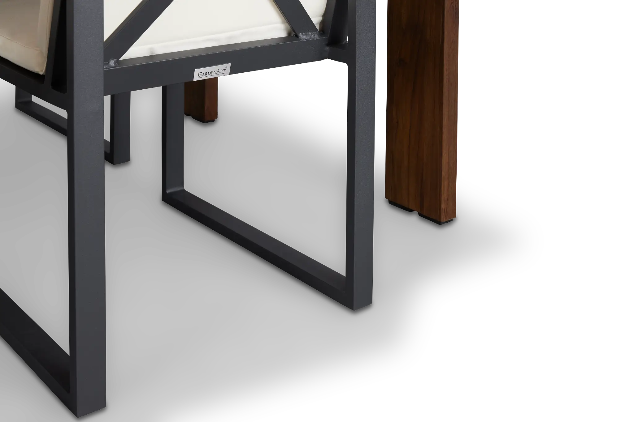 Linear Dark Gray White 70" Teak Table & 4 Cushioned Side Chairs Linear Dark Gray White 70" Teak Table & 4 Cushioned Side Chairs