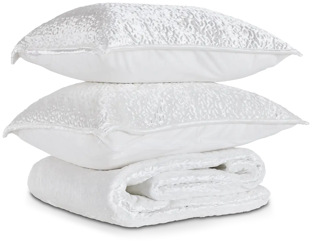 Paloma White Velvet Coverlet Set Paloma White Velvet Coverlet Set