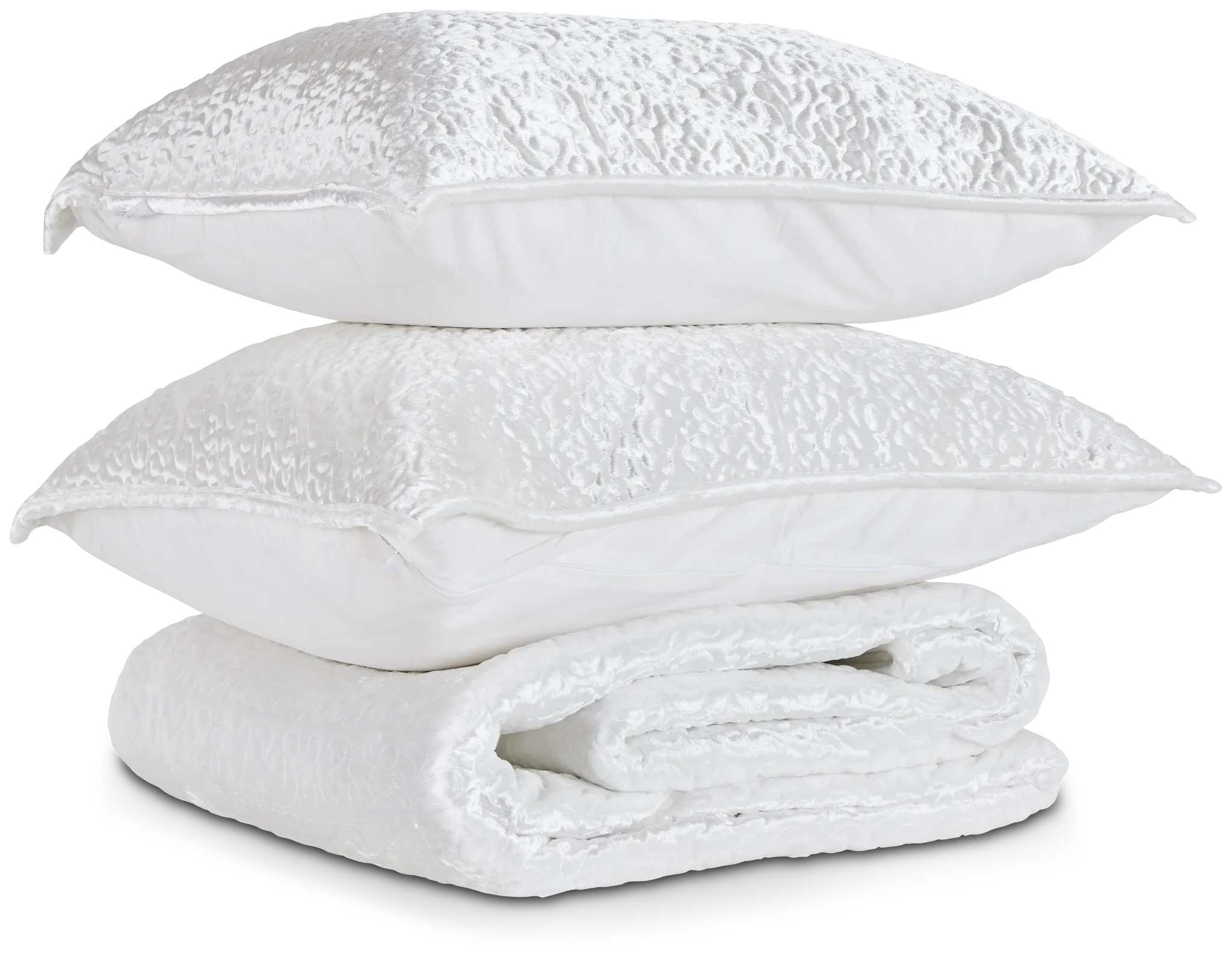 Paloma White Velvet Coverlet Set