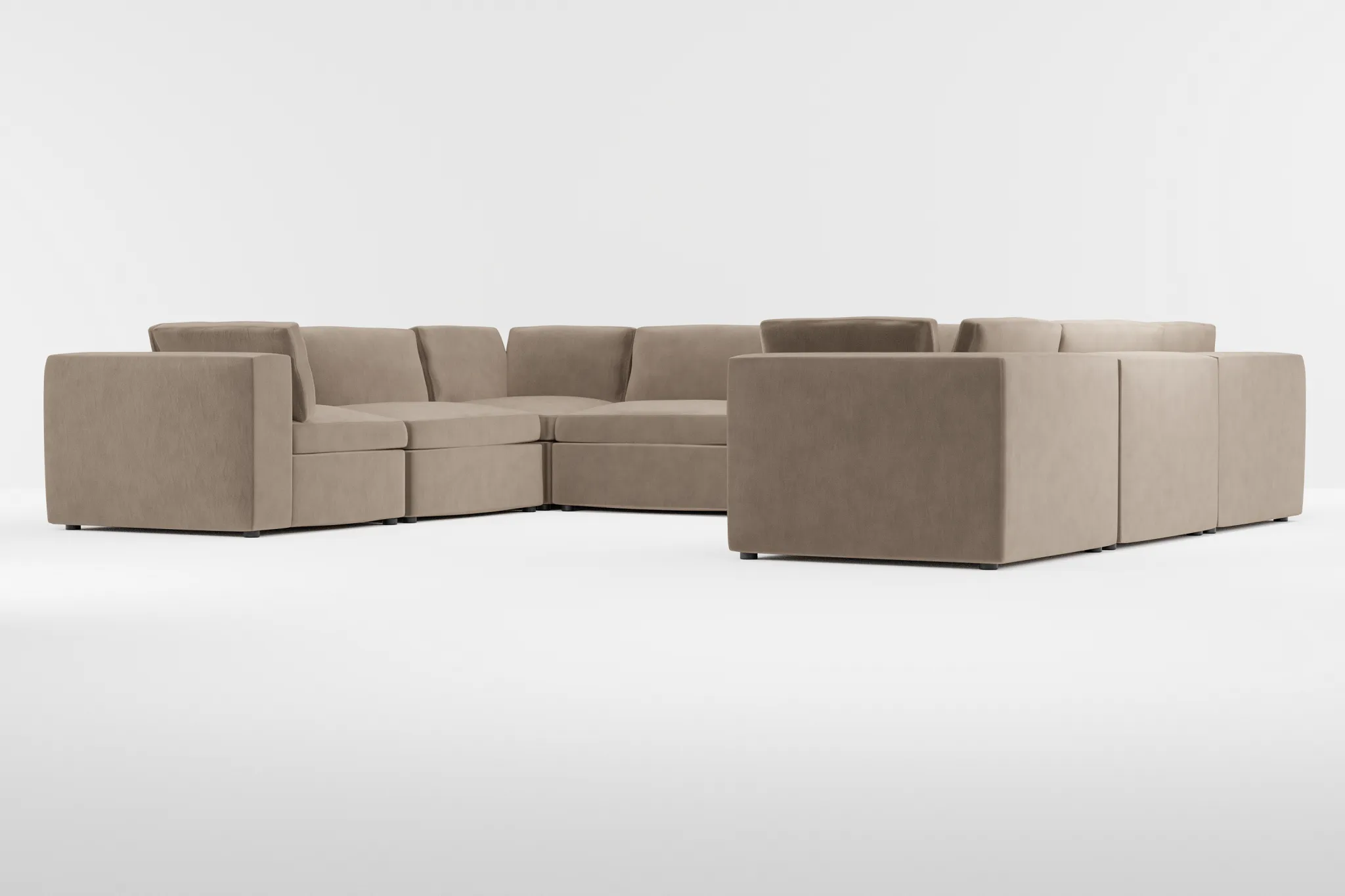 Destin Joya Beige Velvet 8-piece Modular Sectional