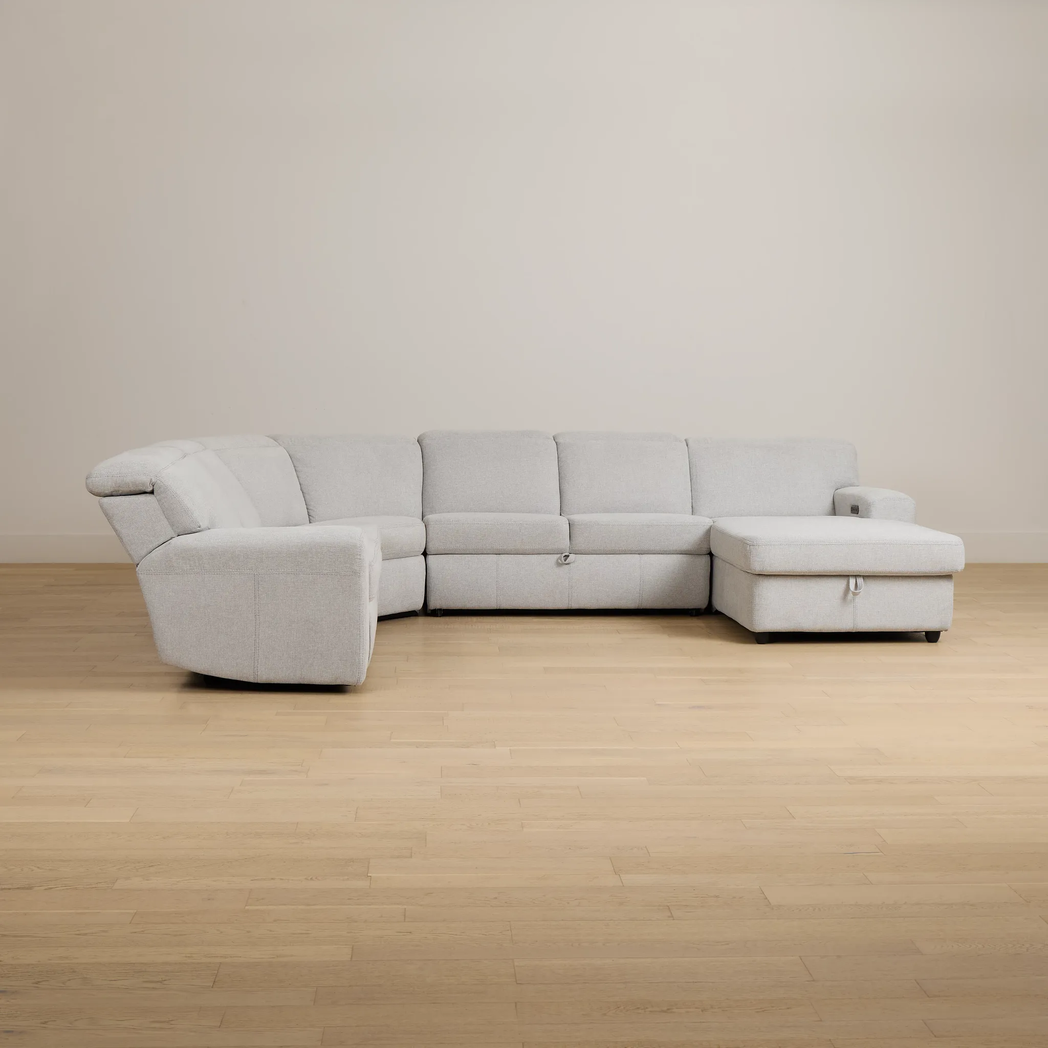 Callum Light Gray Storage Small Right Dual Power Chaise Sleeper Sectional