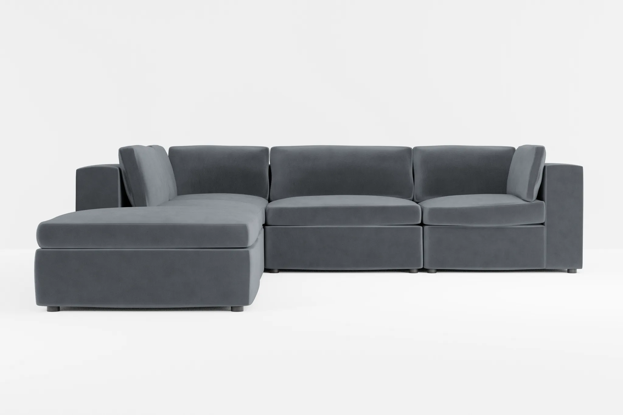 Destin Joya Gray Velvet 5pc Bumper Sectional