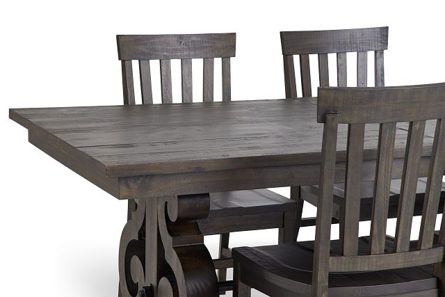 Sonoma Dark Tone Trestle Table & 4 Wood Chairs