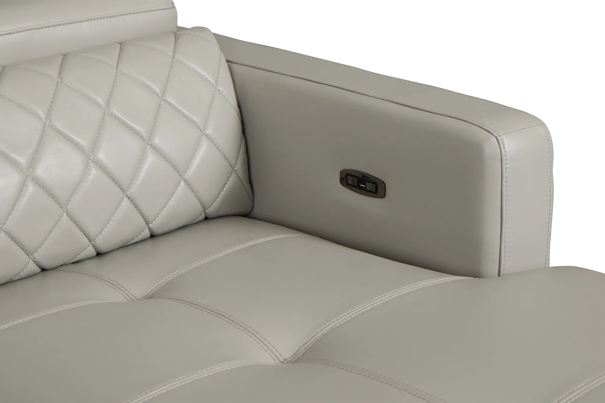 Ava Light Gray Micro Right Chaise Power Reclining Sectional