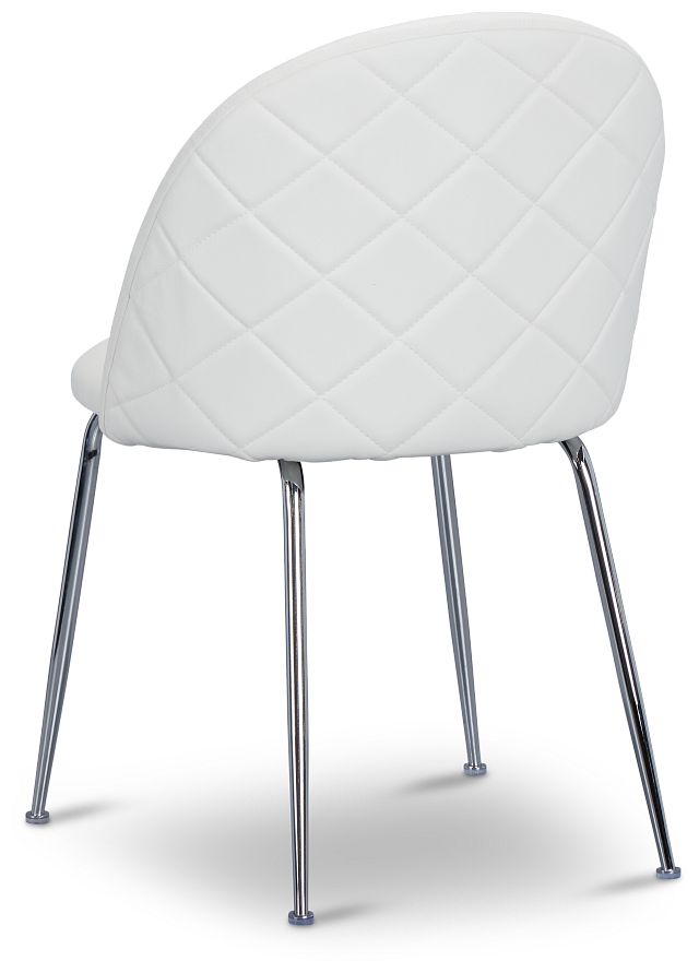 Capri White Micro Upholstered Side Chair W/ Chrome Legs