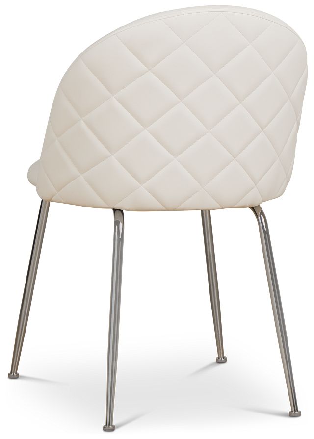 Capri White Micro Upholstered Side Chair W/ Chrome Legs